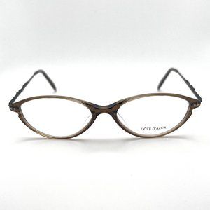 Cote D’Azur Miranda Oval Horn Full Eyeglass Frames Metal Plastic Brown 51-16-135
